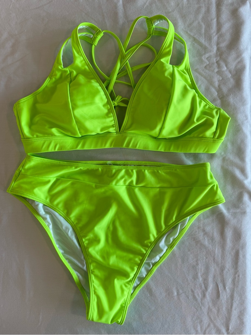 Live Life On The Beach Lime Green Bikini Size XL NWT